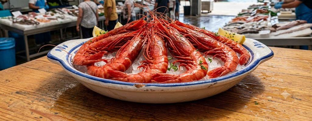 Plato de Gamba Roja fresca